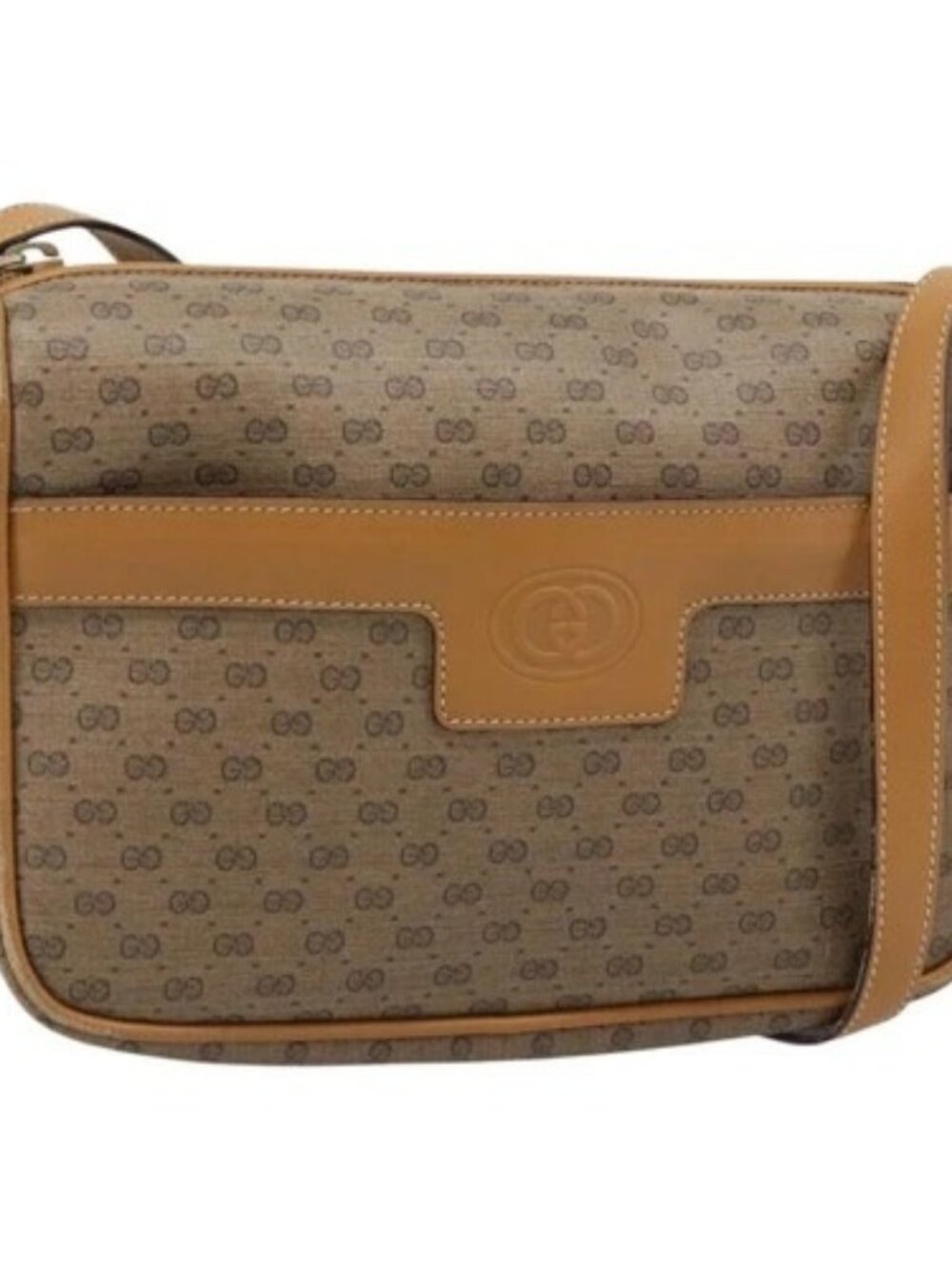 GUCCI Micro GG Supreme Shoulder Bag PVC Beige Gold 001 14 0412 Auth 189340